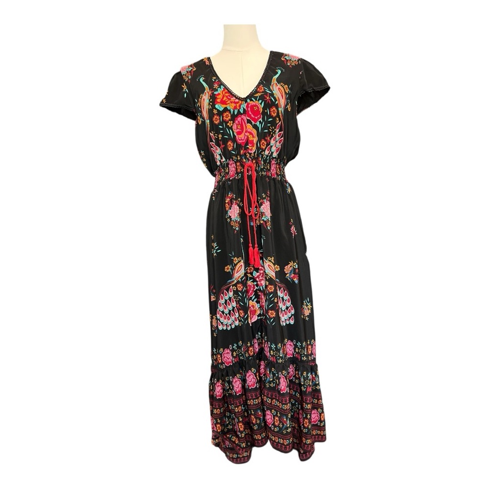 🌺 EUC RANI Vibrant Floral Asymmetrical Maxi Dress | Size S - Picture 3 of 12